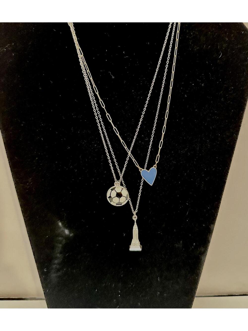 Vintage Set of 3 Silver Tone Pendants Chains - Picture 1 of 7